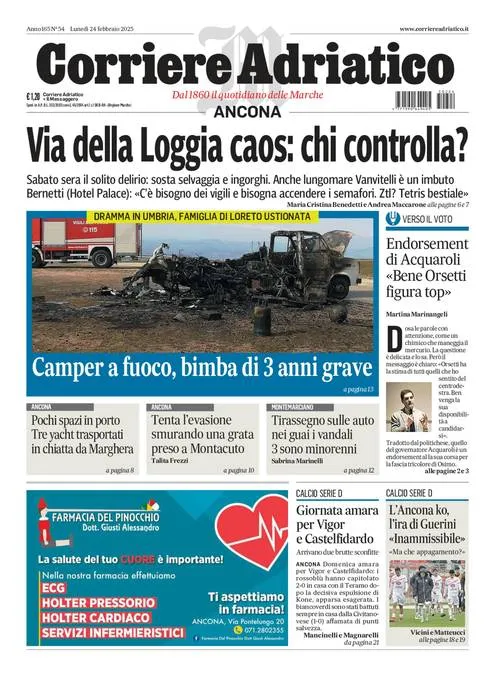 Prima-pagina-corriere adriatico-edizione-di-oggi-24-02-2025